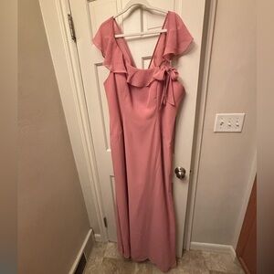 KLEINFELD Elegant Pink Women’s Ruffle-Detail Evening Dress Size 20